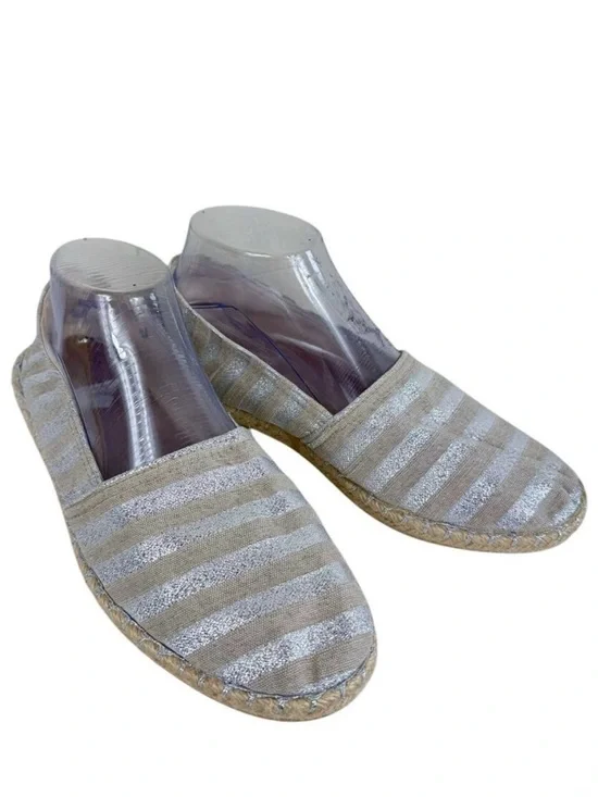 Alex + Alex Tan Silver Shimmer Slip On Espadrilles Loafers Flats Size 40 8.5