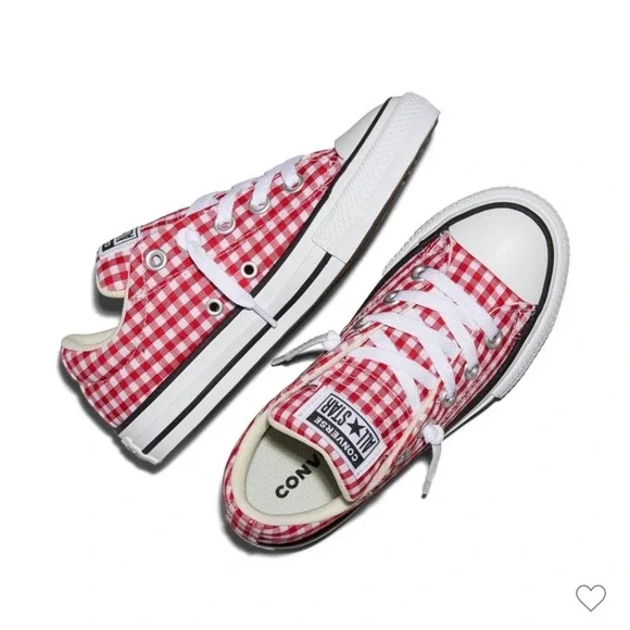 Converse CTAS Street Slip Red White Gingham Sneakers Size 5 NEW