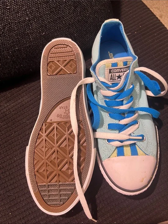 Converse Kids Light Blue Low-Top Sneakers with Blue Accents