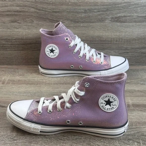 Converse Chuck Taylor All Star Sneakers Kids 6 Altitude Lilac Glitter High NEW