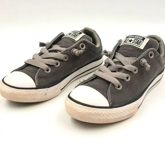 Converse All Star Junior Sz 1 Low Top Sneakers Gray Padded Lace Up Chuck…
