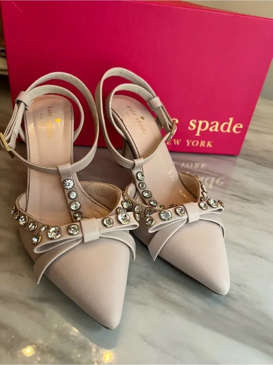 kate spade Blush Pink Embellished Pointed-Toe Heels