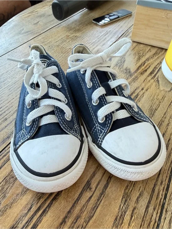Converse Kids Navy and White Canvas Low-Top Sneakers