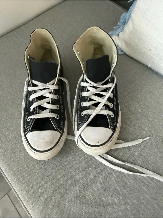 Kids Converse Black High-Top Canvas Sneakers with White Accents