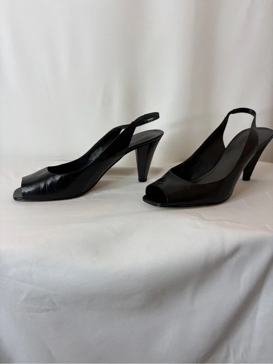 Nine West Black Peep-Toe Slingback Heels