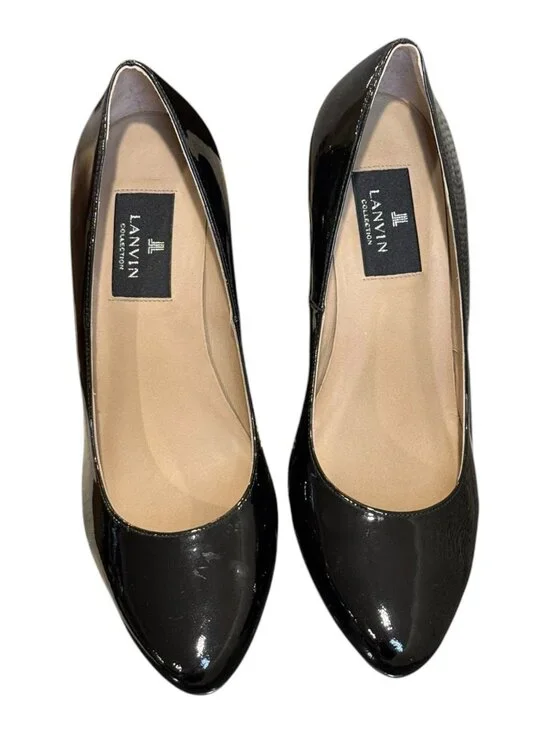 Lanvin Collection Black Patent Leather High Heels 24.5/7.5 US With Box