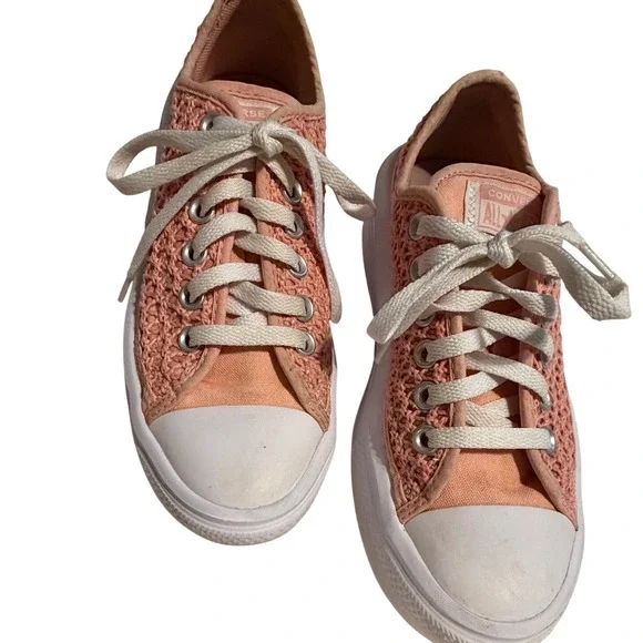 Converse Chuck Taylor All Star Move Peach Crochet Platform Sneakers A08740C 4.5Y