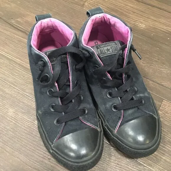 Chuck Taylor Converse All Star black and purple kids 2 90’s skater shoes