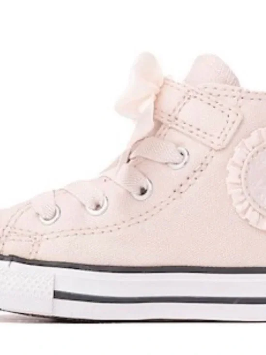 Converse Kids Light Pink High-Top Canvas Sneakers with Bow Accent