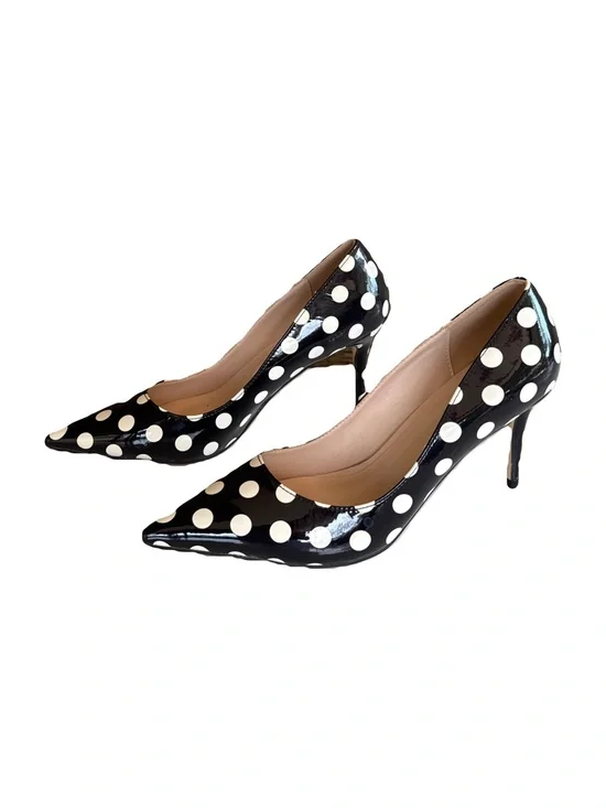 Patent Leather Black & White Polka Dot Heels 8