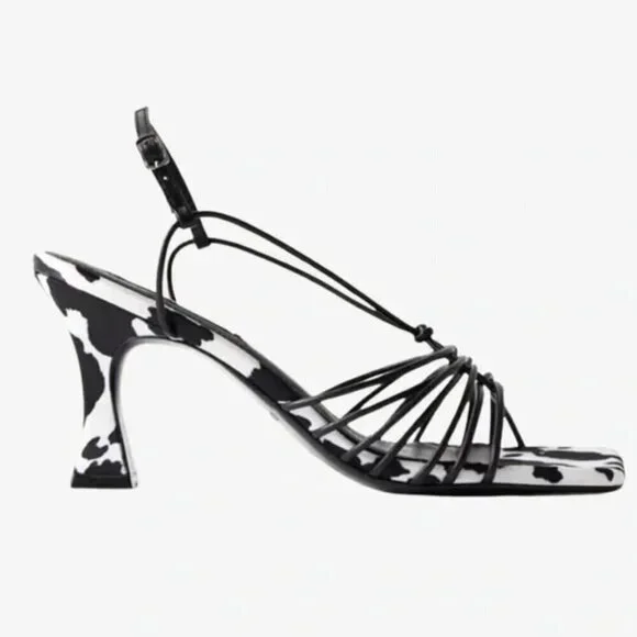 NewCaverley x Anthropologie Norman Leather Heel EU 36 US 6 Black White Strappy