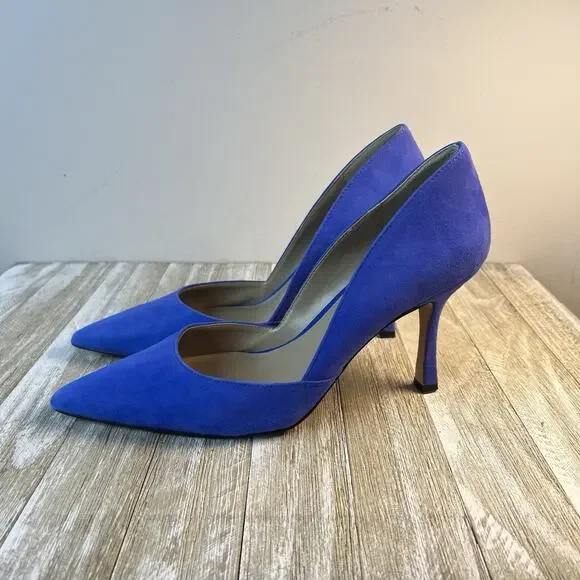 Ann Taylor Azra Suede Pumps Heels Blue Genuine Leather size 7.5