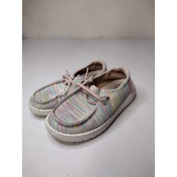Hey Dude Wendy Youth Sox Pastel Multi Color Slip On Loafers Kids Size 11