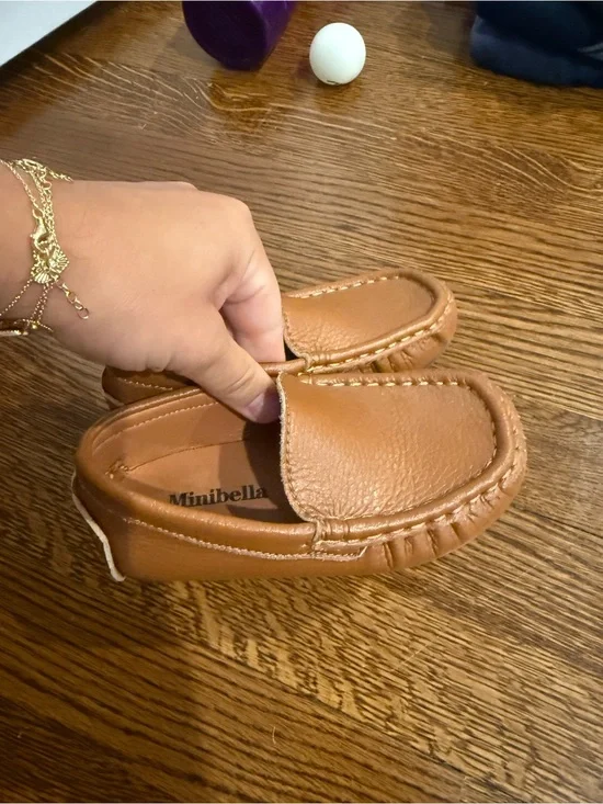 Kids Tan Slip-On Moccasins