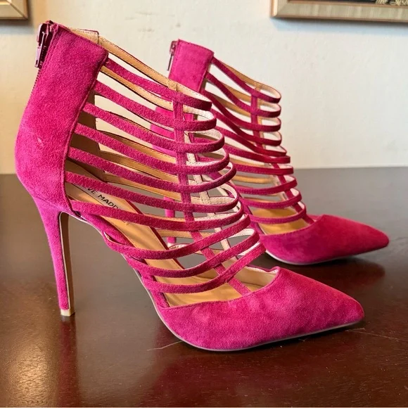 Steve Madden Fuchsia Strappy Suede High Heels