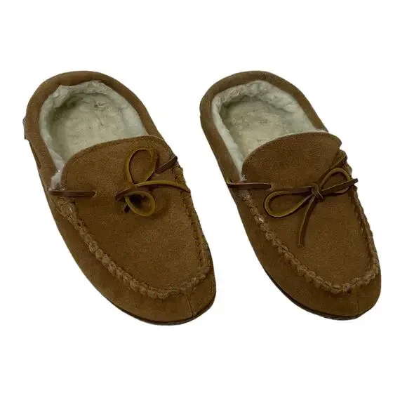 Vineyard Vines Boy's Slippers Moccasins Chestnut‎ Lined Suede Leather Slip-On 6M