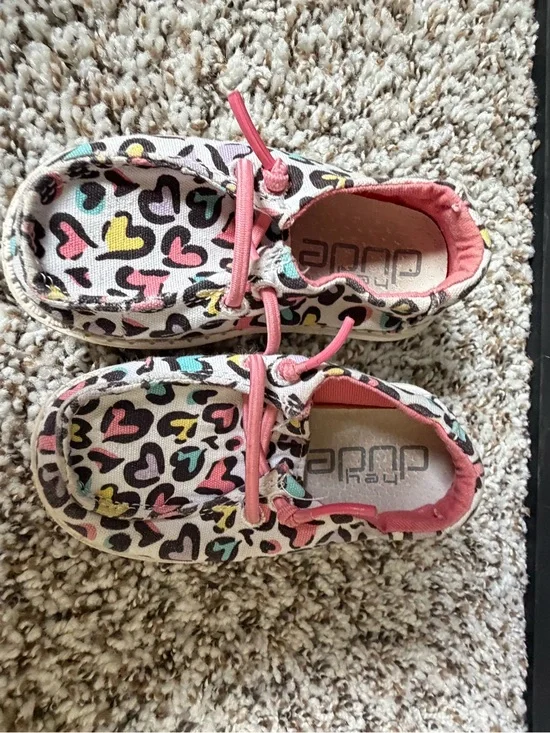 Hey Dude Kids Heart-Print Canvas Slip-Ons in Pink, Yellow, Teal