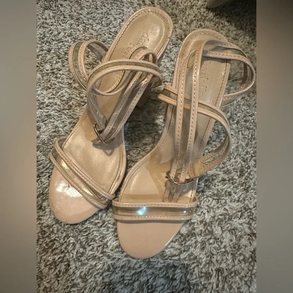 Charlotte Russe Ankle Strap Nude Wedge Heels