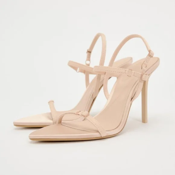ZARA HIGH HEELED FABRIC SANDALS
