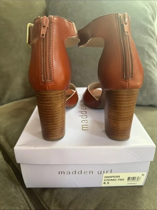 Madden Girl Cognac Block Heel Sandals