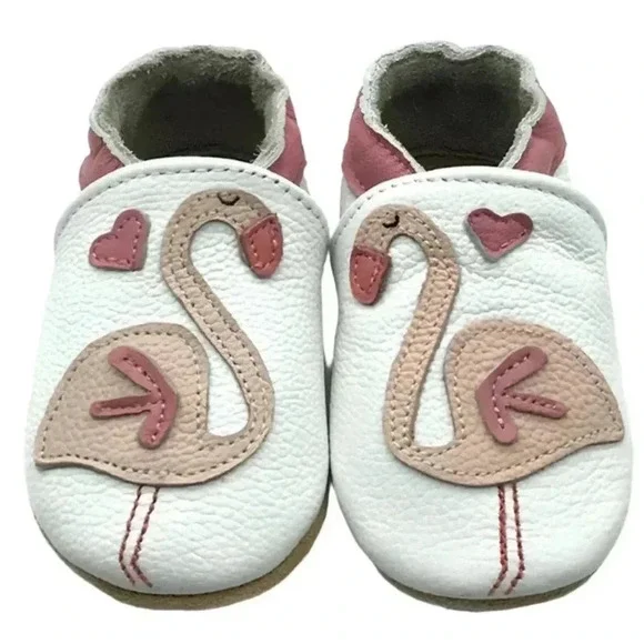 ROSIE AND MOSS Flamingo Leather Moccasins