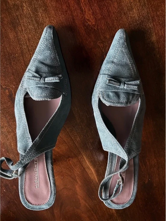 Highlights Women's Blue Suede Slingback Heels Size 10W