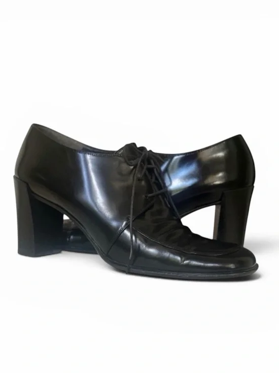 Richard Tyler Black Leather Lace Up Heeled Oxford Dress Shoes Size 7.5 N