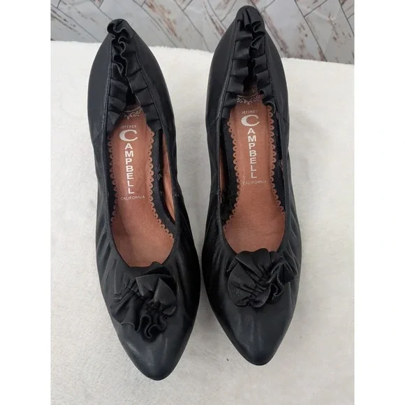 Jeffrey Campbell Ibiza‎ Pacific Leather Ruffle Kitten Heel