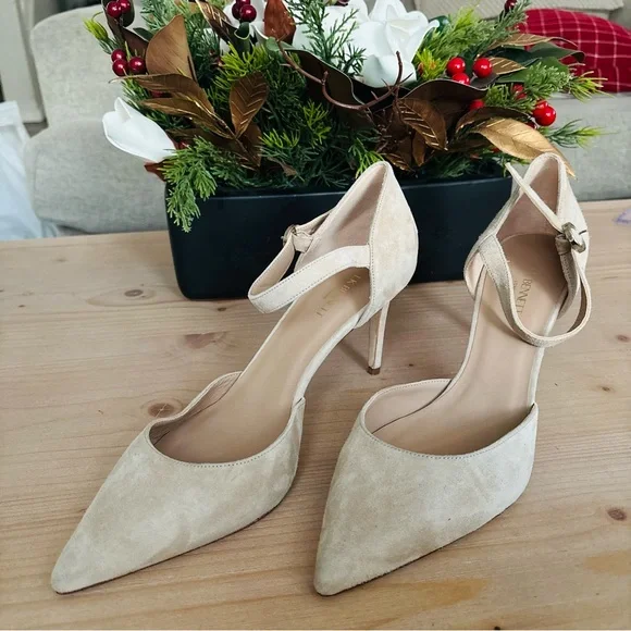 LK Bennett Women’s Cream Suede Heels Stilettos‎ Size 42 or US 11.5 Monet Ankle