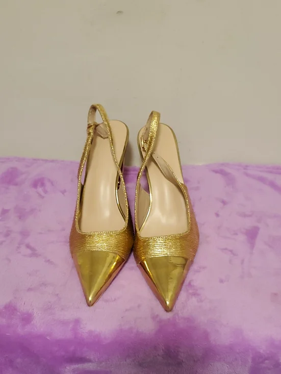 Gold Pointed Slingback Heels for Women
