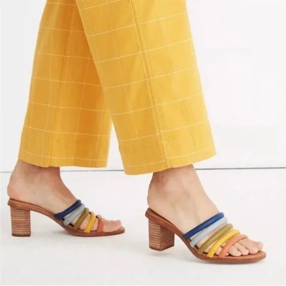 MadeWell Addie High Heel Mule Rainbow Sandals Women Size 6.5
