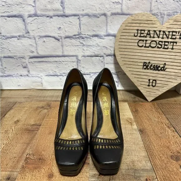 L.A.M.B. lamb GWEN STEFANI BLACK PLATFORM PUMPS Ultra HEEL SHOES SIZE 6