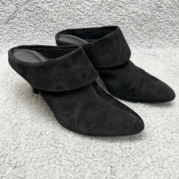 Liz Claiborne Cindy Shoes Womens 6.5 Suede Leather‎ Heels Black Slip On Corpcore