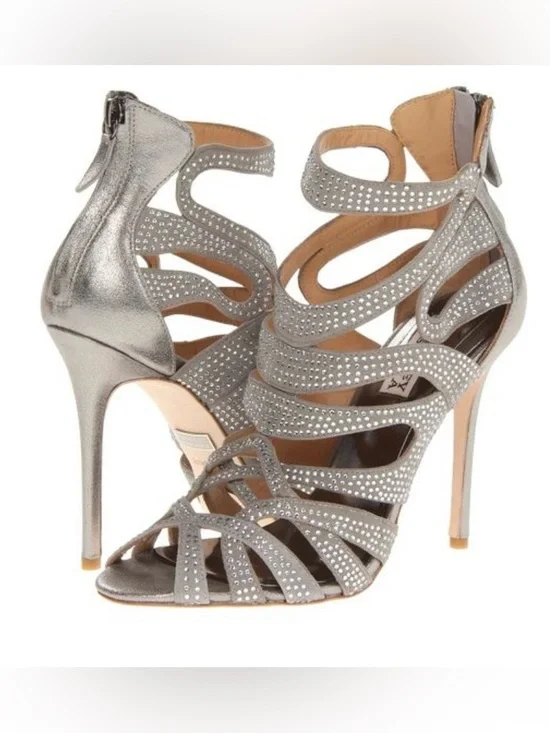 Badgley Mischka Taylar Crystal Metallic Stilettos Size 8
