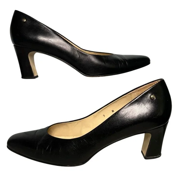 Etienne Aigner Pumps Heels Womens 9N Narrow Taylor Classic Black Leather Classic