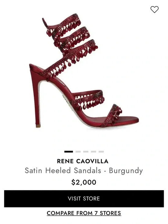 Rene Caovilla Red Satin Strappy Jeweled Stiletto Sandals