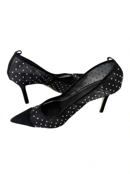 Paige Women's Silva Black Mesh Pointed‎ Cap Toe Rhinestones Heeled Pump Size 11