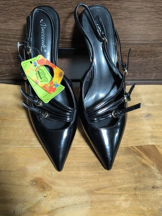 Black Pointed Slingback Heels