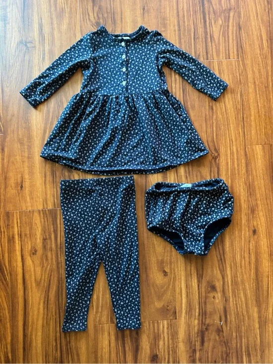 Polo Ralph Lauren Baby Girl Floral Cotton Shirtdress, Leggings Set 12 months