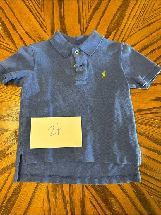 Ralph Lauren Blue Short Sleeve Polo with Yellow Logo