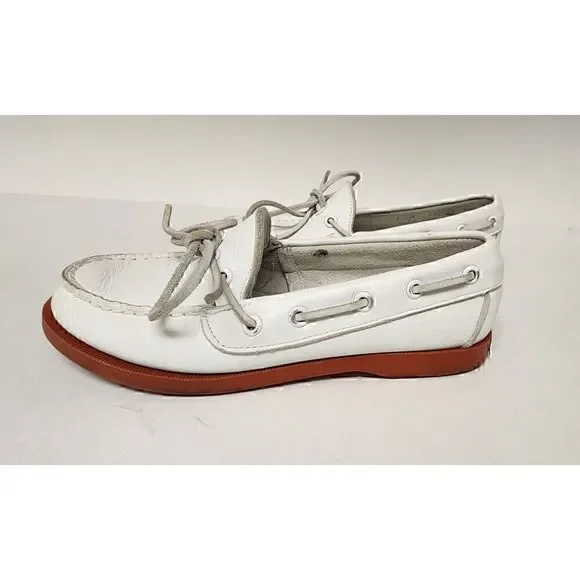 Ralph Lauren Vintage 1970s Youth Merton leather Camper Boat shoes Size 1M White