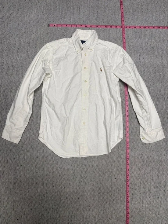 Ralph Lauren Boys White Cotton Button Down Shirt Size 8