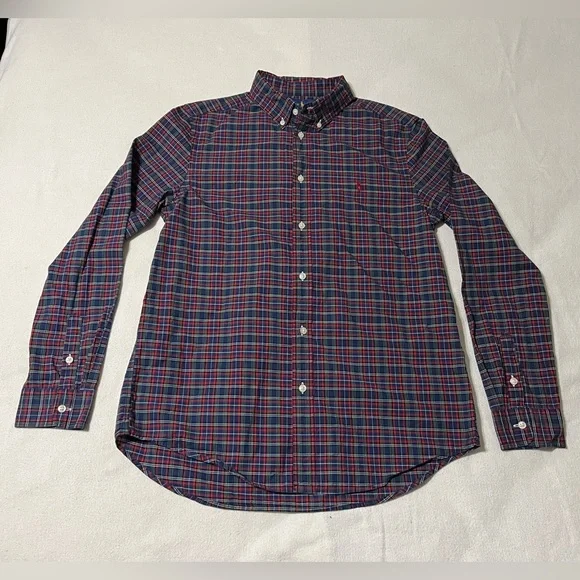 Ralph Lauren Boys Shirt Button Down Extra Large Long Sleeve Plaid -‎ XL (18-20)