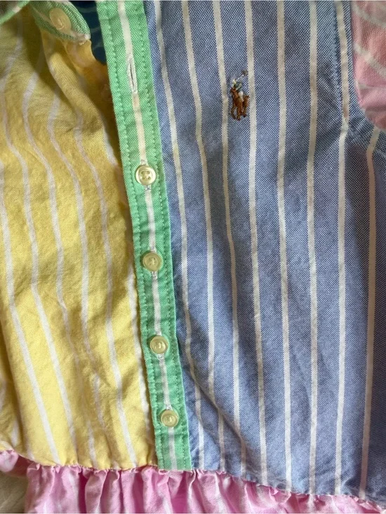 Ralph Lauren Multi-Stripe Polo Dress in Pastel Yellow, Blue, Pink, Green 💜🩷💚