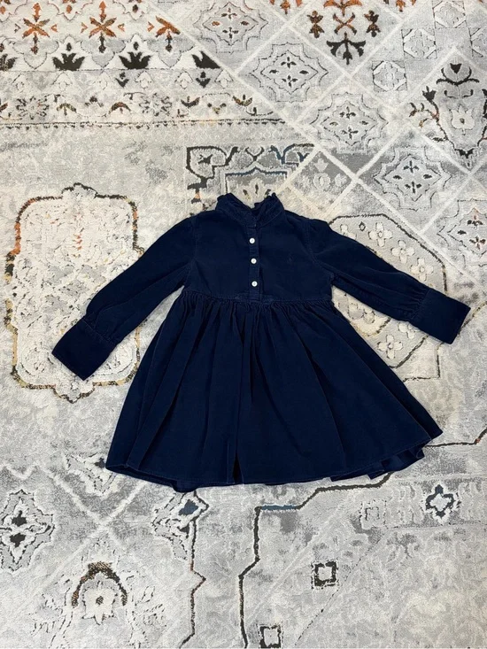 Ralph Lauren 3T Navy Long-Sleeve Corduroy Dress