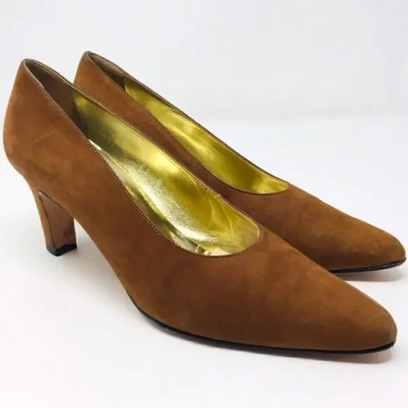 Escada vintage brown suede leather heels 8B
