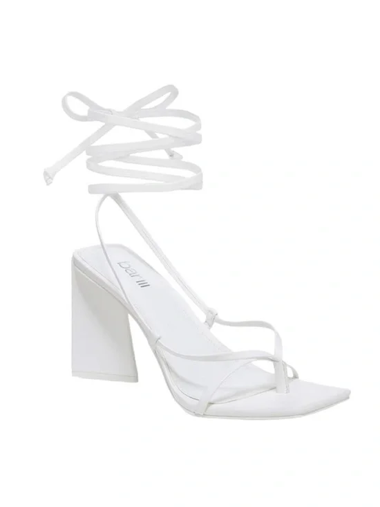 Bar III White Lace-Up Block Heel Sandal