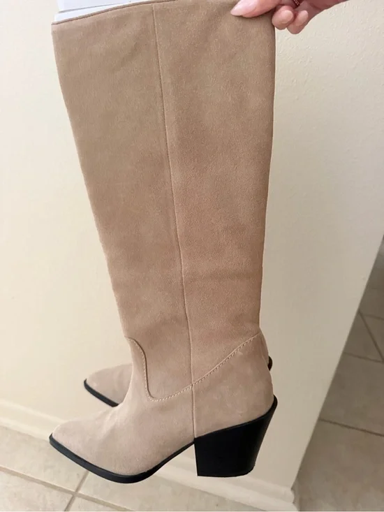 Steve Madden Beige Suede Over-the-Knee Block Heel Boots