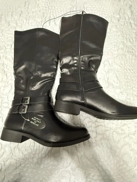 Style & Co. Classic Black Mid-Calf Buckle Riding Boots - Women 11. NEW!!