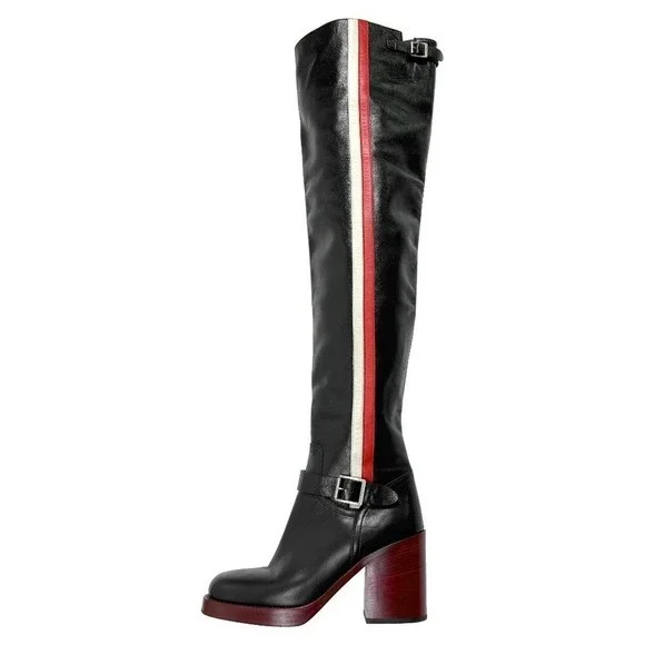 Christian Dior Diorider Over Knee Boots Black Leather FW2018 Runway EU 38